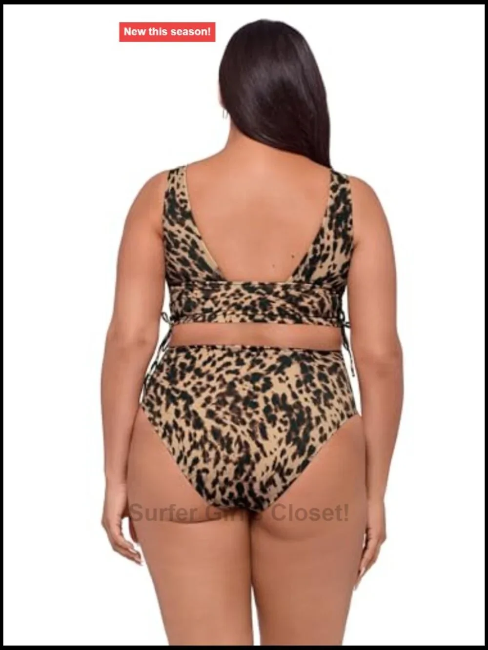 Women's Supportive Cinch Shirred Tie Side Bikini Top with Adjustable Length